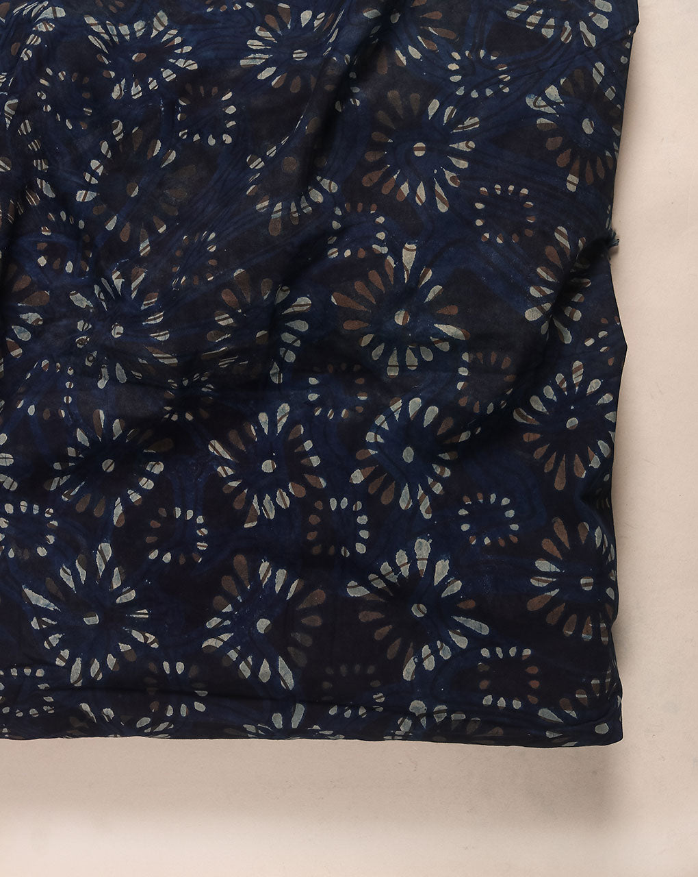 Indigo Hand Block Poplin Cotton Fabric ( Width 58 Inch )